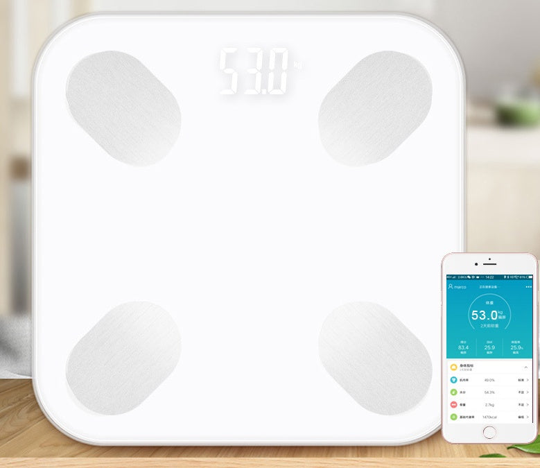 Bilancia elettronica intelligente Bluetooth per la misurazione del grasso corporeo, bilancia pesapersone