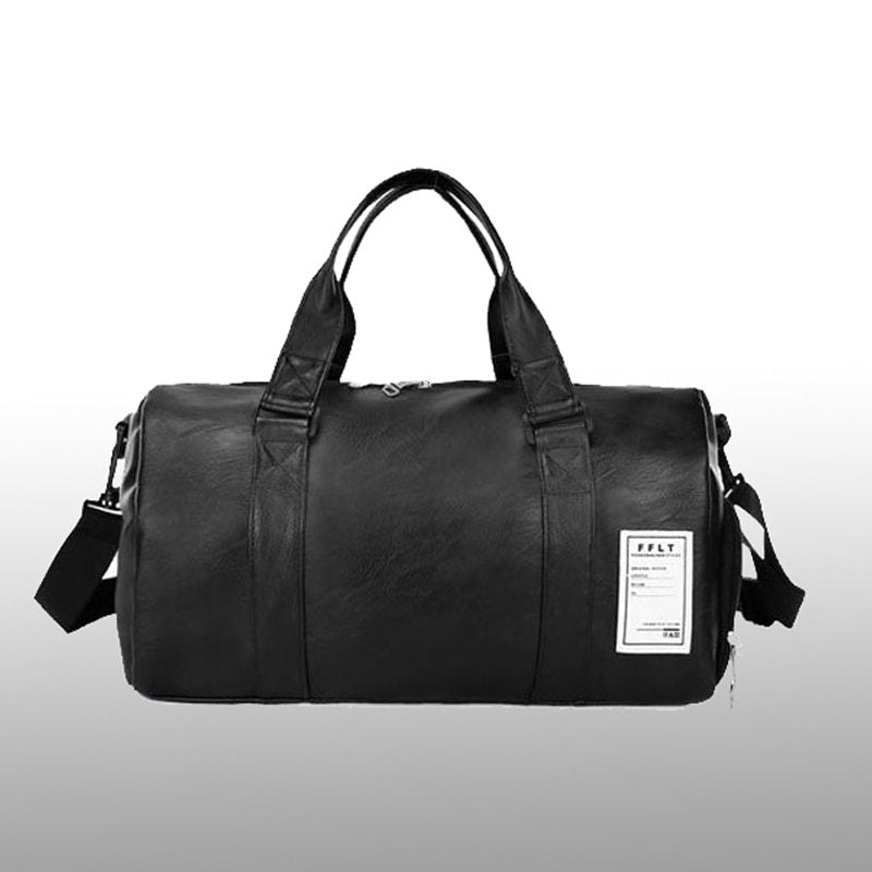 Waterproof sports gym bag made of black PU leather, designed for durability and style in every adventure.