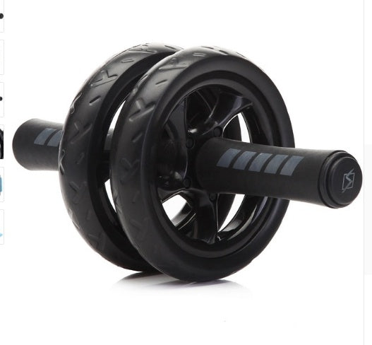 Black ab roller with brand logo on a white background