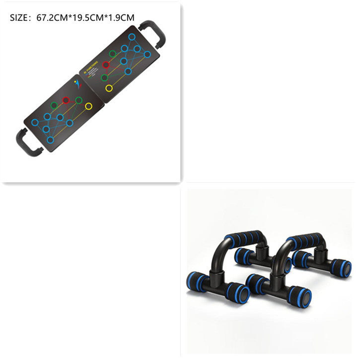 Handheld fitness device with digital display and adjustable resistance bands on a white background