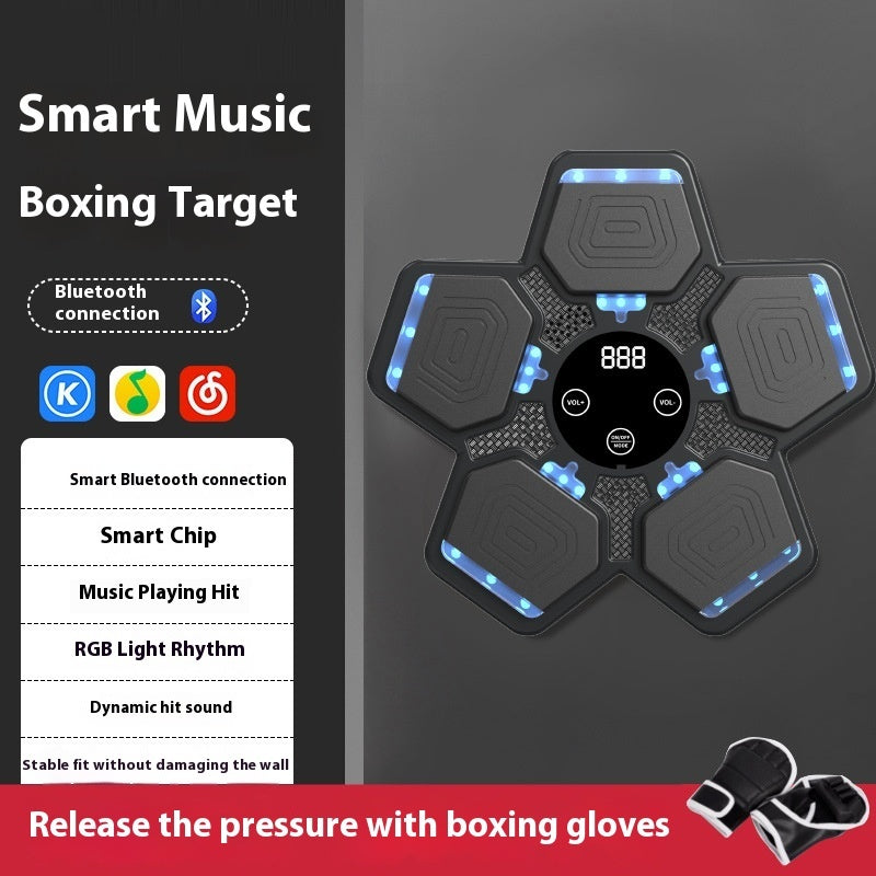 Smart music boxing target with Bluetooth connection and RGB lights on a dark background