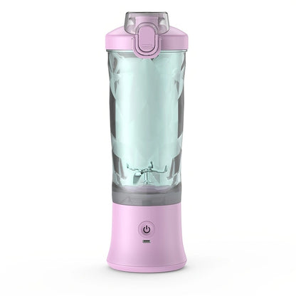 Portable Blender 600ML Electric with upgraded design and 6 stainless steel blades in pink color.