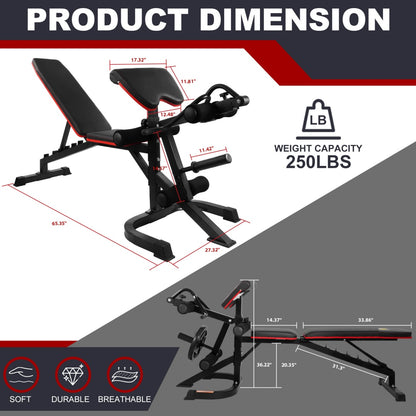 --Only Supports Self Pickup--Adjustable Weight Bench Combo, Bench Press Combo, Home Gym Weight Bench With Squat Rack, Leg Extensions, Teacher Curls And Weight Storage