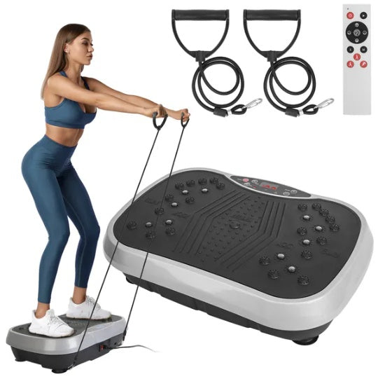 Vibration Exercise Machine With Resistant Bands Remote Control Whole Body Vibration Platform Workout Equipment Home Fitness Training Equipment For Weight Loss Fat Burner