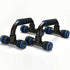 Black and blue exercise equipment on a white background