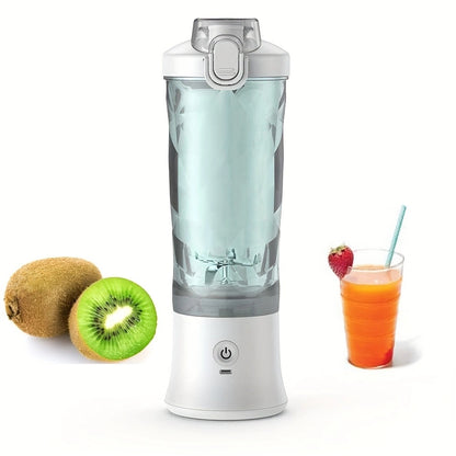 Portable Blender 600ML Electric with kiwi, strawberry juice, and orange juice, showcasing its blending capabilities.