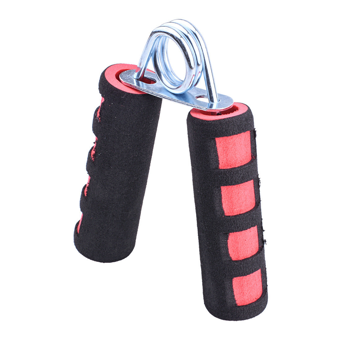 Pair of black and red hand grippers on a white background